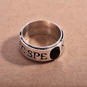 Sterling 925 Onyx Ring (Nec Spe Nec Met)